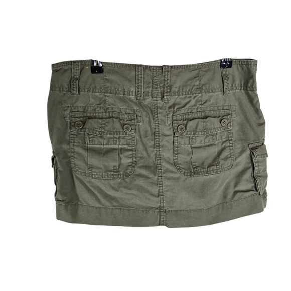 Vtg Y2k Hollister Low Rise Micro Mini Khaki Green Mini Skirt - Picture 2 of 9